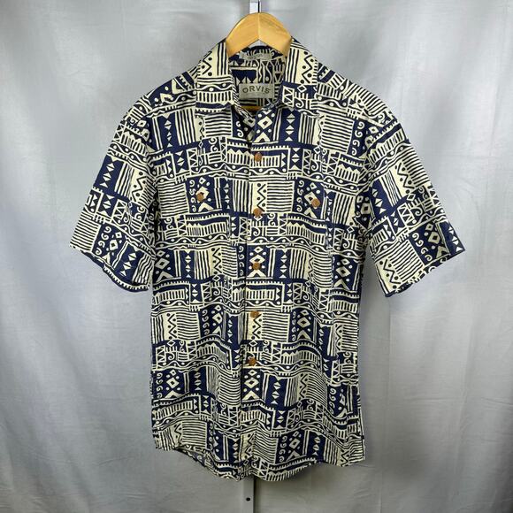 Orvis Short Sleeve 100% Cotton Button Up Pattern Shirt Men's Size Medium - Picture 2 of 6